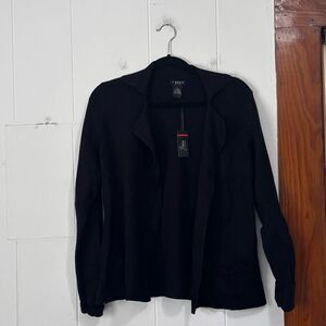 J’envie New York Black Collared Open Front Cardigan Sweater NWT Small